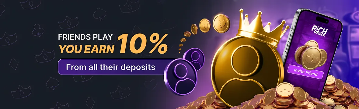 Referral bonus of 10% at RichPrize online casino